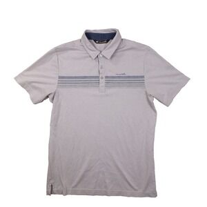 Travis Mathew Grey Summer Storm Stripe Short Sleeve Polo Shirt Men's Medium